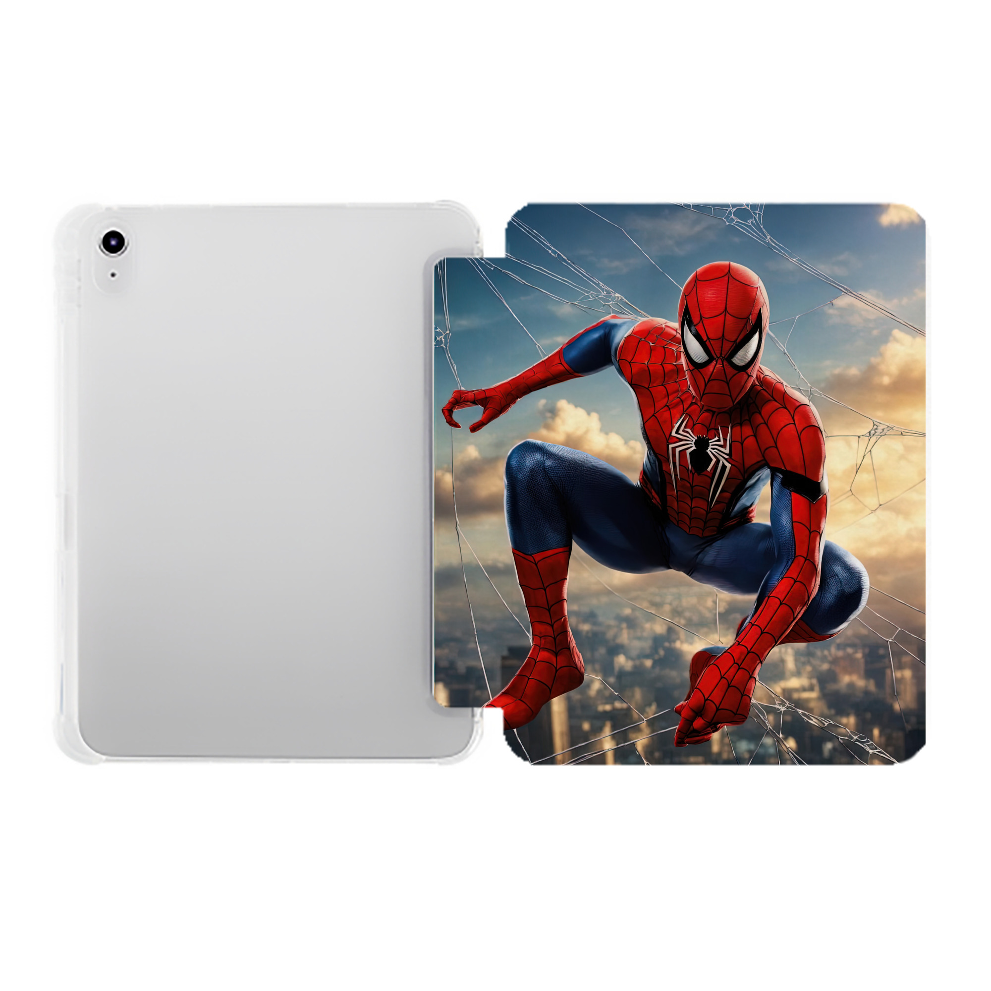 （画像用） Spider Man スパイダーマン IPad ケース ペン収納付き 三つ折りスタンド PUレザー×シリコン 対応機種9.5/10.5/10.9インチ